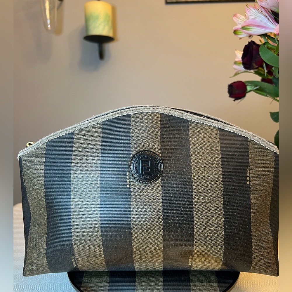 Vintage FENDI Pequin Stripe Baguette Handbag Clutch Pouch